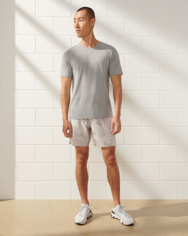 YPB motionTEK 7 Inch Unlined Training Short, Light Grey Pattern view 1