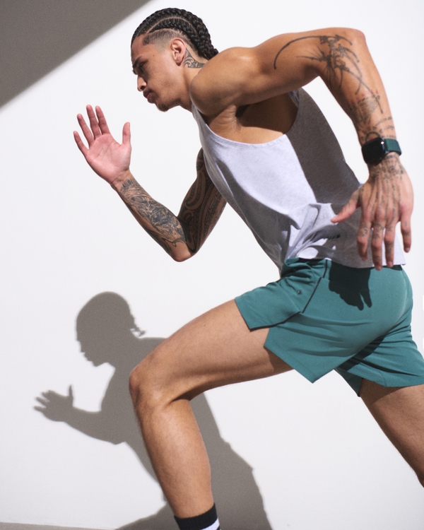 YPB motionTEK Lined Ready Short, Green Stripe view 2