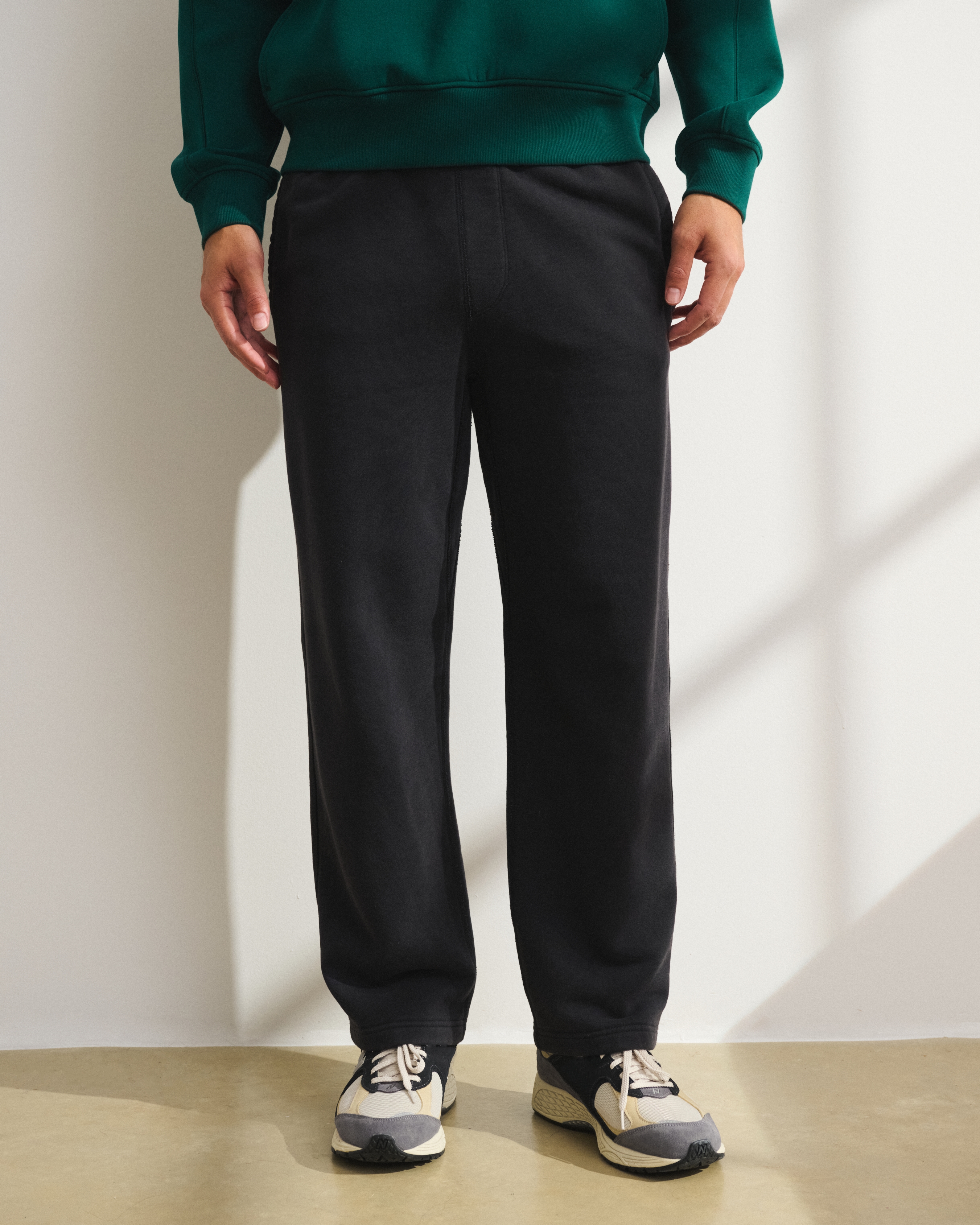 Мужские брюки Abercrombie & Fitch YPB Terry Open-Hem Sweatpant, цвет: Чёрный — фото 3