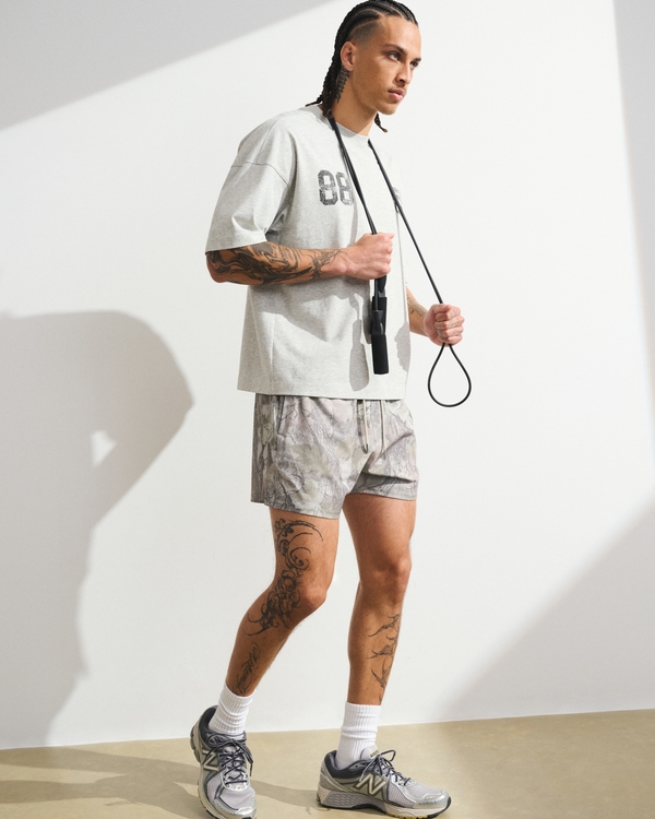 YPB motionTEK Unlined Training Short, Light Taupe Camo view 1