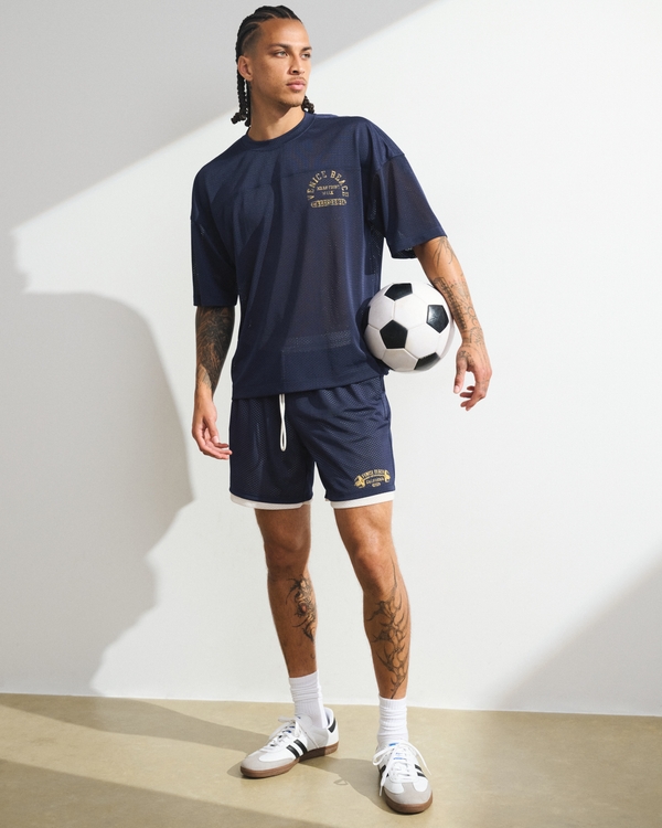 YPB Double-Layer Mesh Short, Sapphire view 1