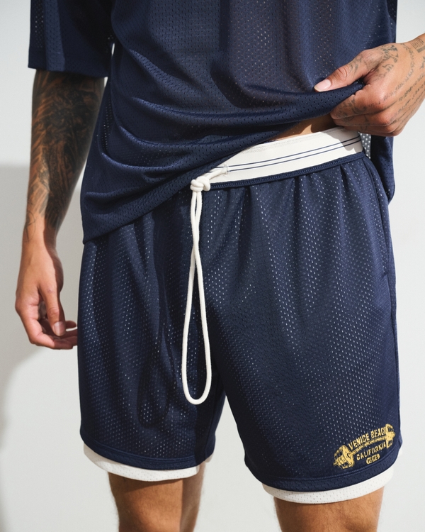 YPB Double-Layer Mesh Short, Sapphire view 2