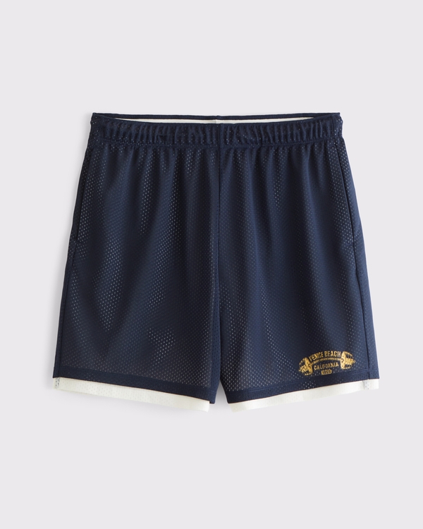 YPB Double-Layer Mesh Short, Sapphire view 1