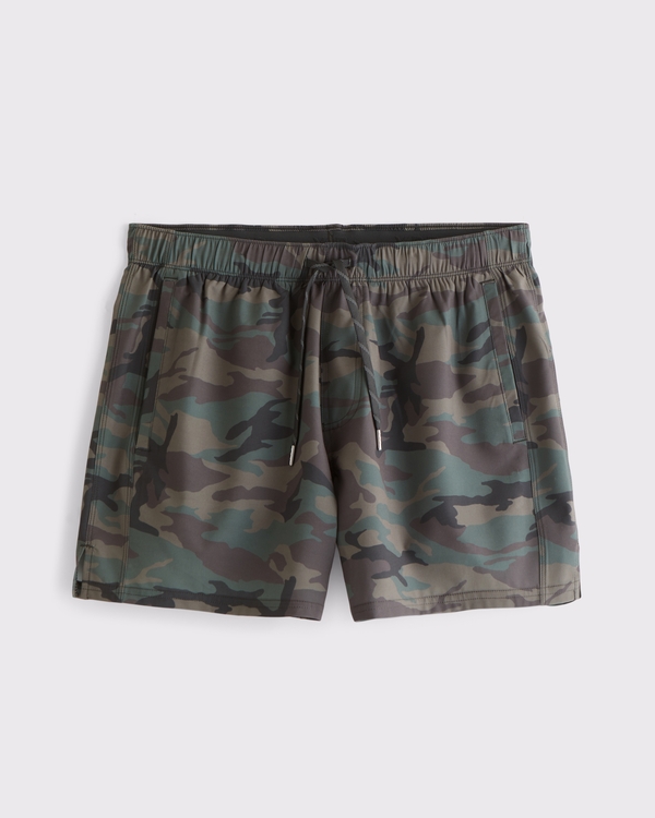 YPB motionTEK Unlined Training Short, Green Camo view 1