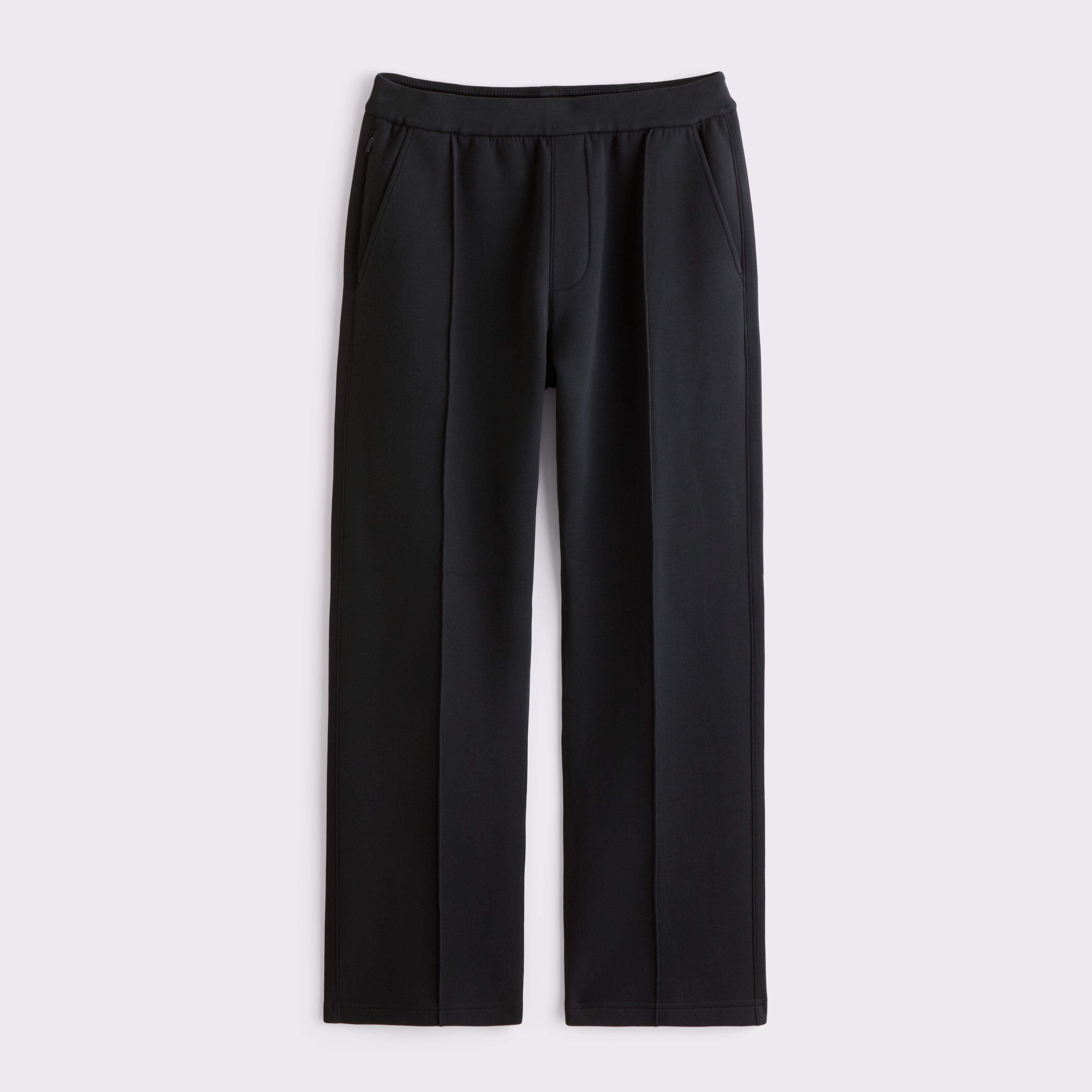 Мужские брюки Abercrombie & Fitch YPB neoKNIT Max Pintuck, прямые свободные, цвет: Чёрный — фото 1