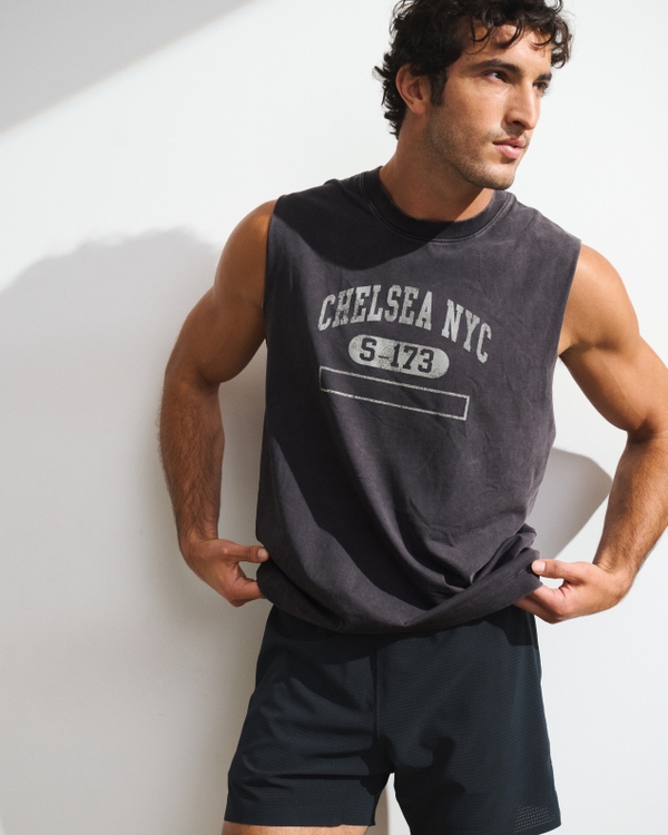YPB Performance Cotton-Blend Muscle Tank, Charcoal view 1
