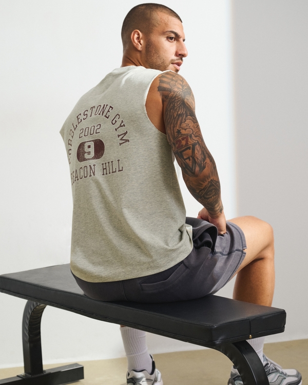 YPB Performance Cotton-Blend Muscle Tank, Heather Gray view 1