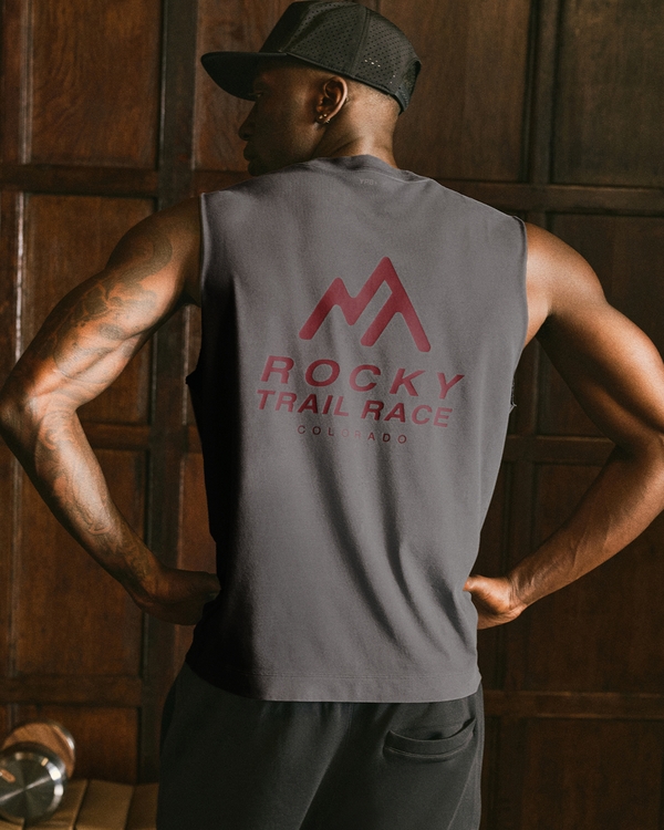 YPB Performance Cotton-Blend Muscle Tank, Dark Gray view 1