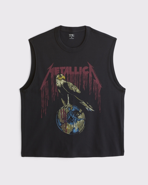 YPB Active Metallica Heavyweight Cotton Muscle Tank, Black view 1