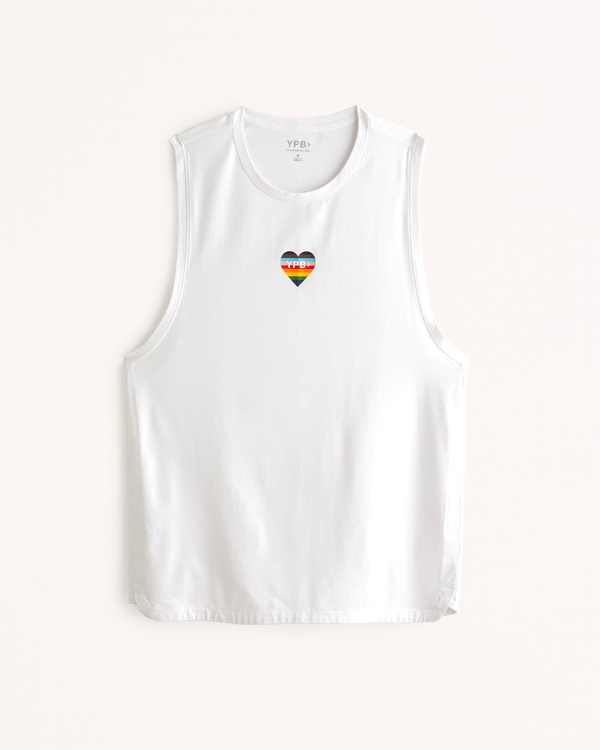 YPB Pride Tank, White With Rainbow Heart