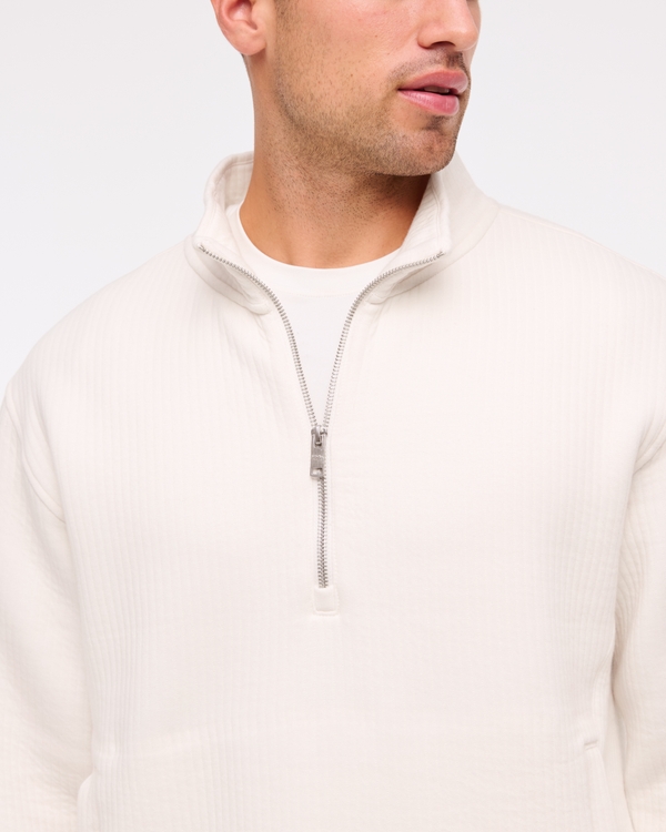 YPB Textured Ribbed Half-Zip, Cream view 2