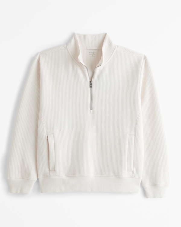 YPB Textured Ribbed Half-Zip, Cream