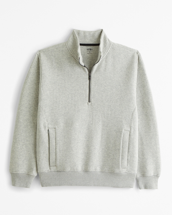 YPB Textured Ribbed Half-Zip, Light Heather Gray