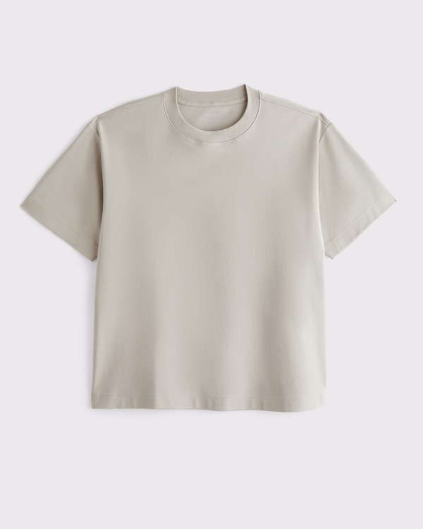 YPB Active Cropped Heavyweight Cotton Tee, Taupe view 1