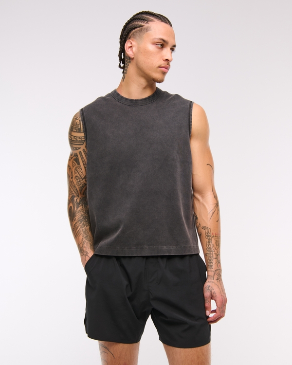 YPB Active Heavyweight Cotton Tank, Black Wash view 2