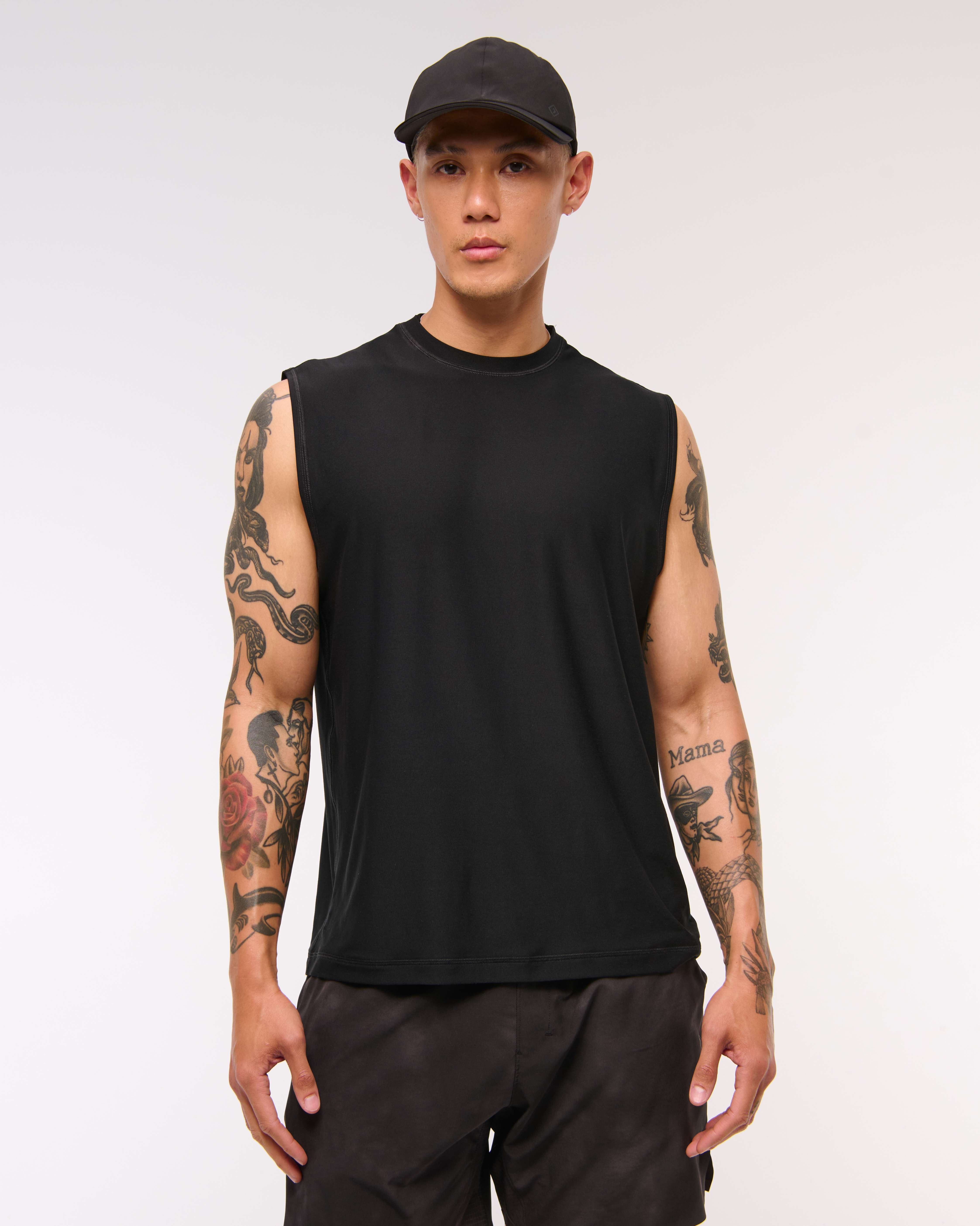 Мужской топ Abercrombie & Fitch YPB powerSOFT Lifting Tank, цвет: Чёрный — фото 2