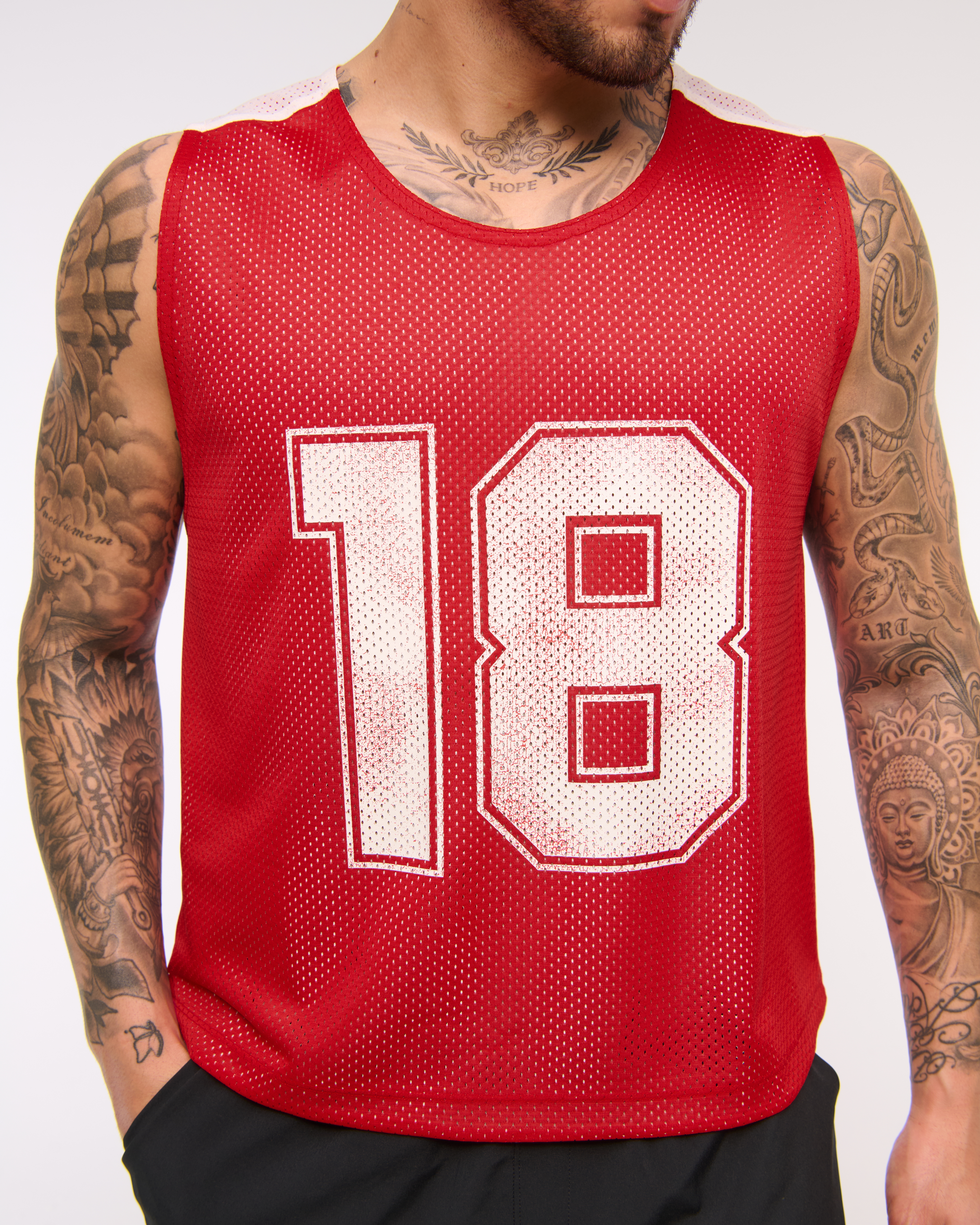 Abercrombie & Fitch Ypb Mesh Tank In Red