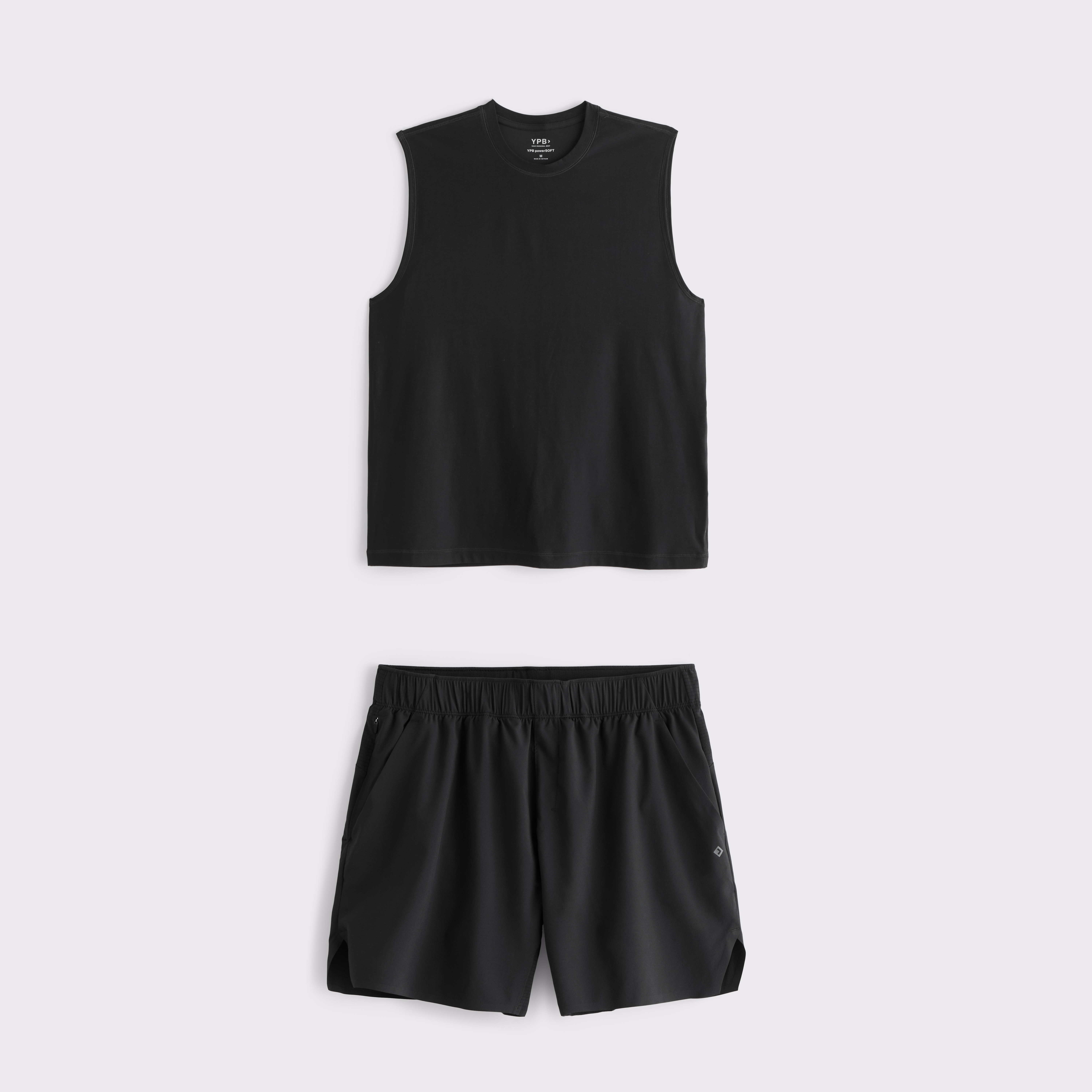 Abercrombie & Fitch Ypb Powersoft Lifting Tank & Ready Short Set In Black