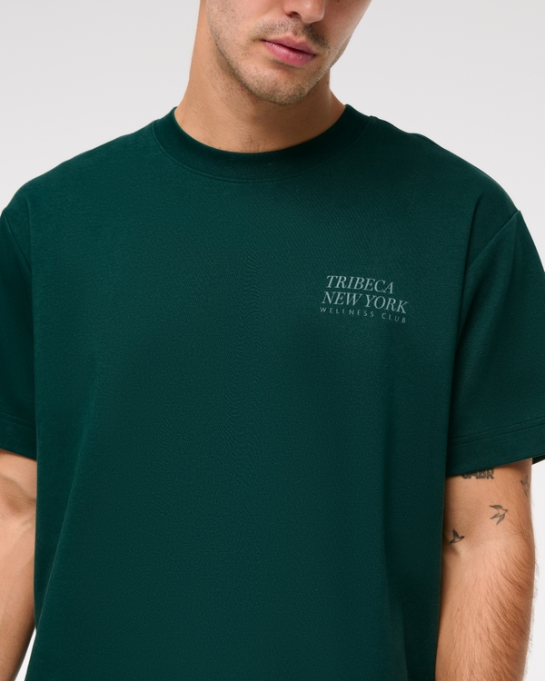 YPB Active Cropped Heavyweight Cotton Graphic Tee, Green view 2