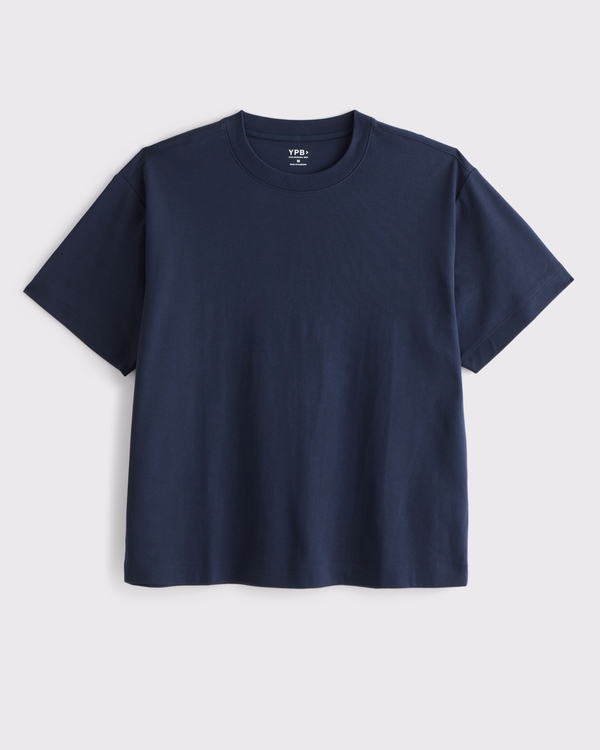 YPB Active Cropped Heavyweight Cotton Graphic Tee, Navy view 1