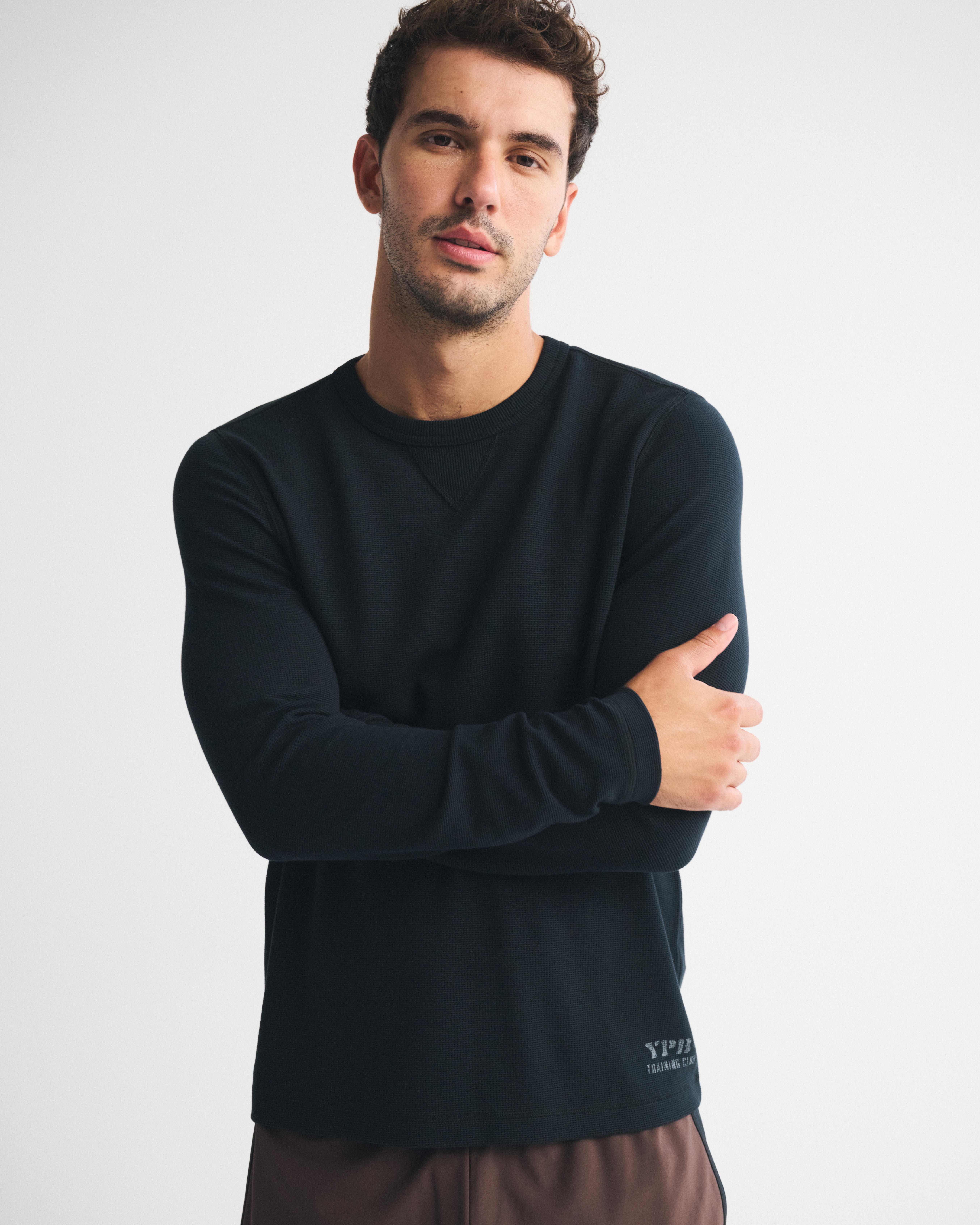 Abercrombie & Fitch Ypb Active Waffle Long-sleeve Tee In Black
