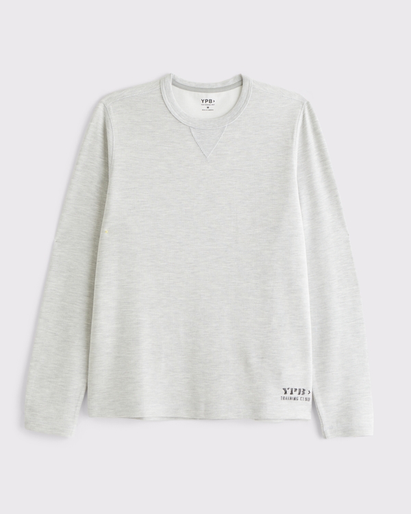 YPB Active Waffle Long-Sleeve Tee, Light Heather Gray view 1