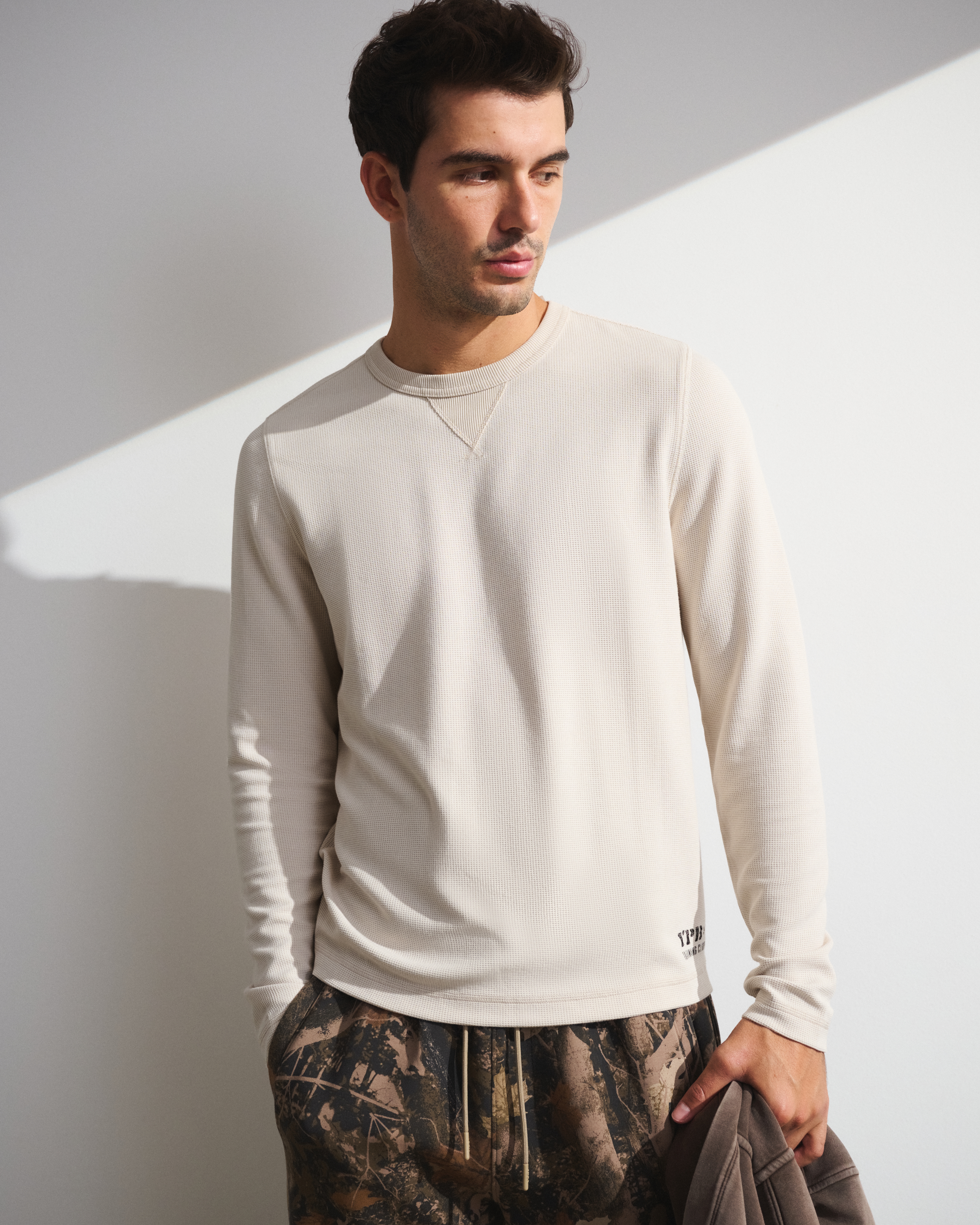 Abercrombie & Fitch Ypb Active Waffle Long-sleeve Tee In Gray