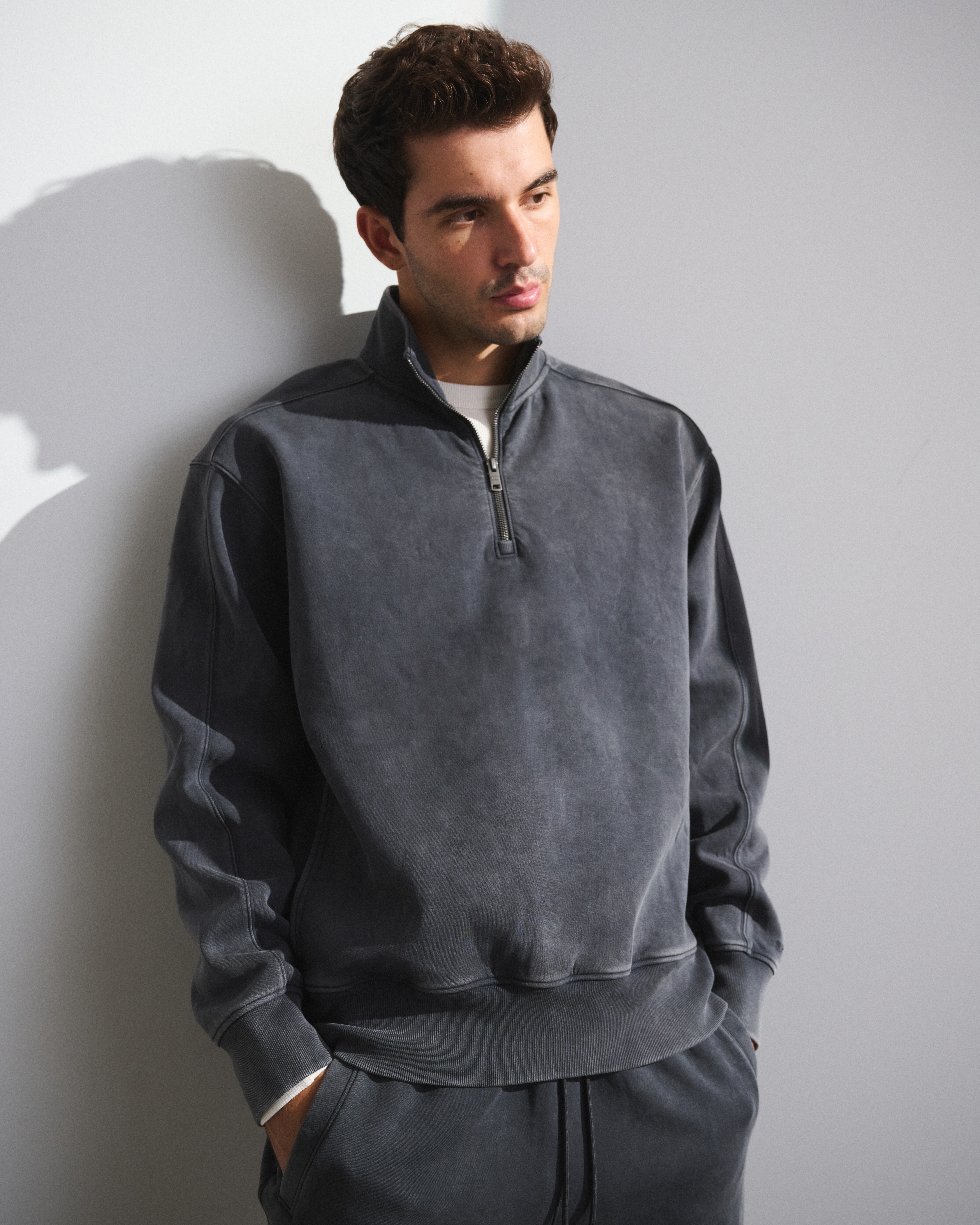 Abercrombie & Fitch Ypb Neoknit Max Half-zip In Gray