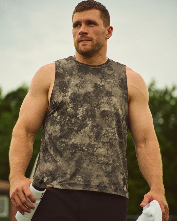 YPB sweatWIK Delt-Fit Tank, Gray Camo view 1