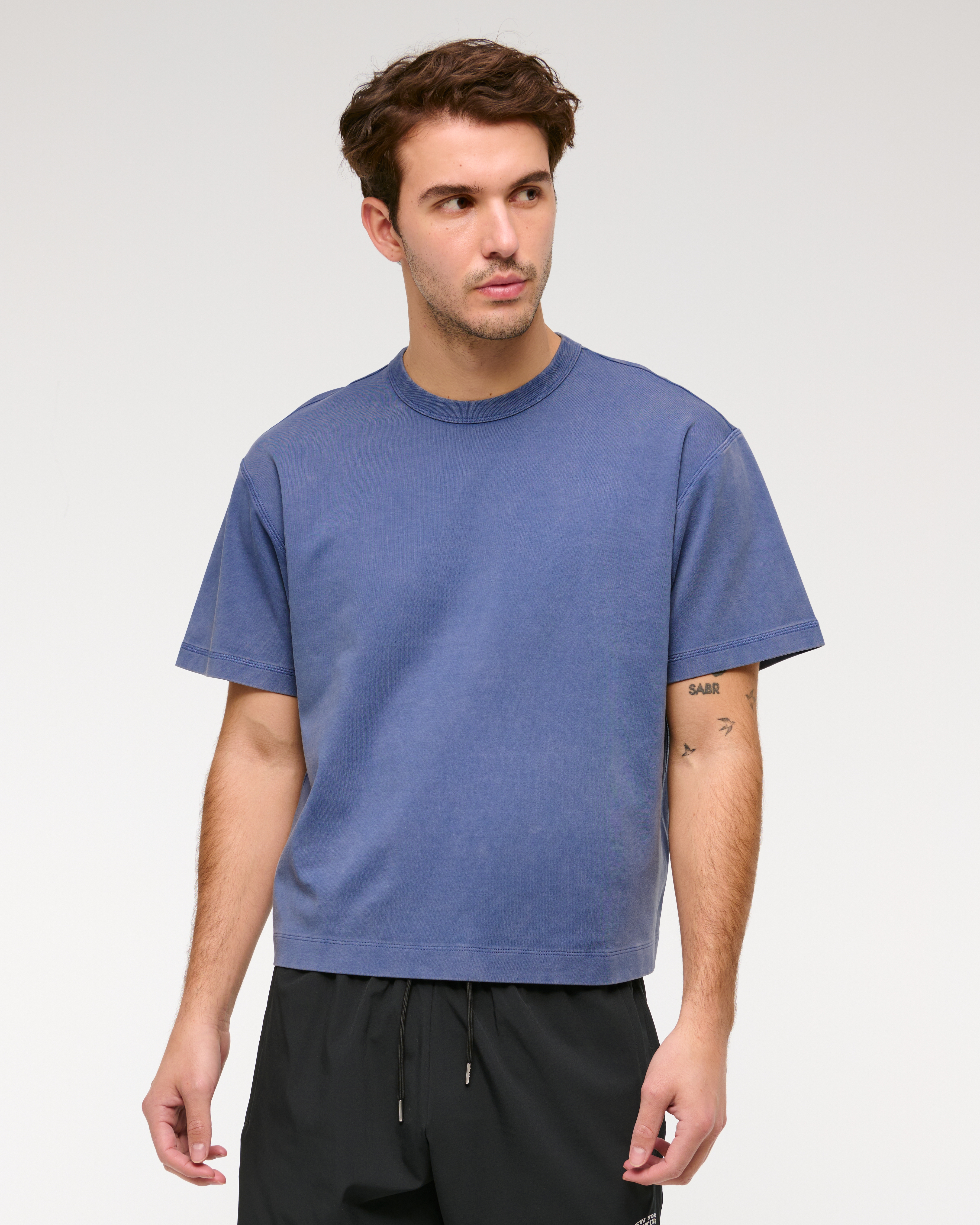 Abercrombie & Fitch Ypb Active Heavyweight Cotton Tee In Blue