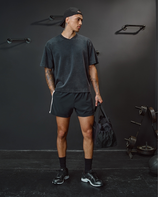 YPB Active Heavyweight Cotton Jersey Tee, Washed Black view 1