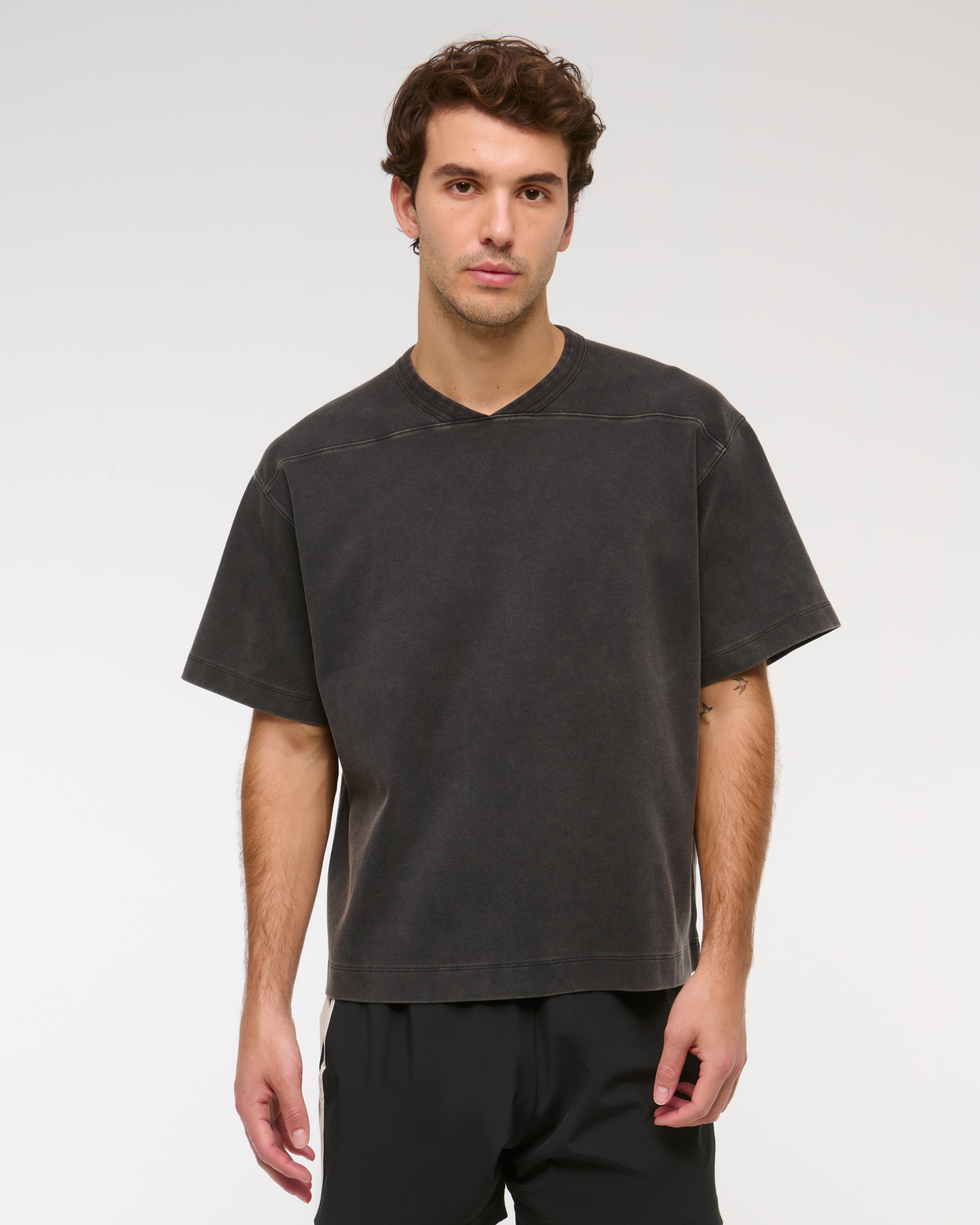 Abercrombie & Fitch Ypb Active Heavyweight Cotton Jersey Tee In Black