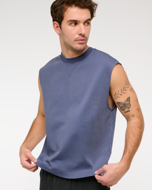 YPB Heavyweight Cotton Extended Shoulder Tank, Blue view 1