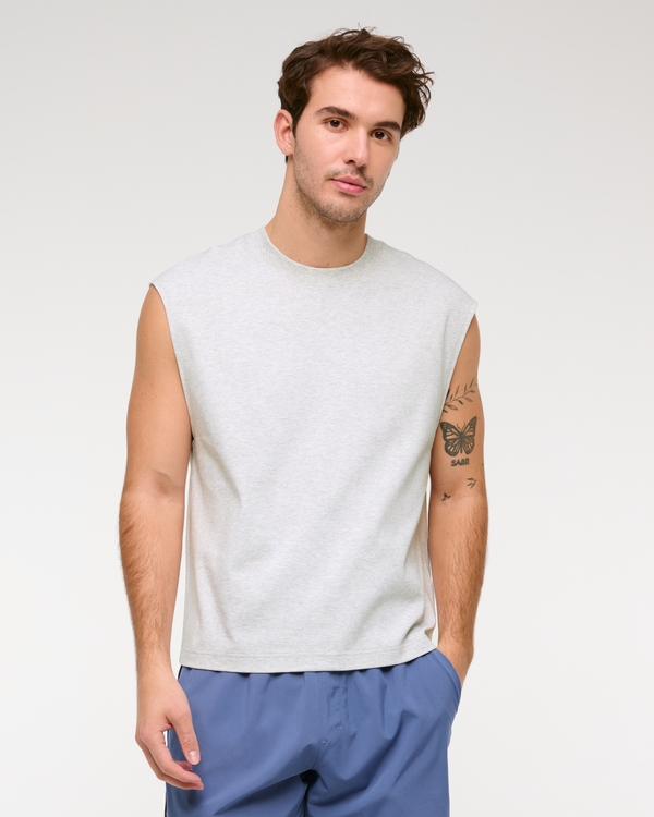 YPB Heavyweight Cotton Extended Shoulder Tank, Light Heather Gray view 1