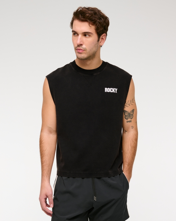 YPB Heavyweight Cotton Extended Shoulder Tank, Black view 2