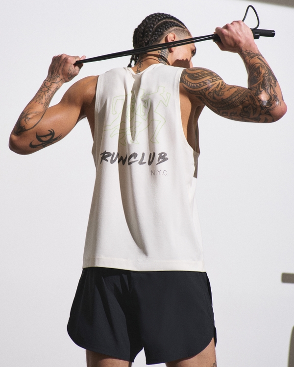 YPB Active Cotton-Blend Graphic Tank, Cream view 1