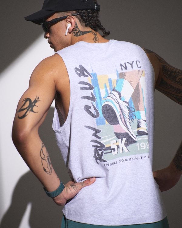 YPB Active Cotton-Blend Graphic Tank, Light Heather Gray view 1