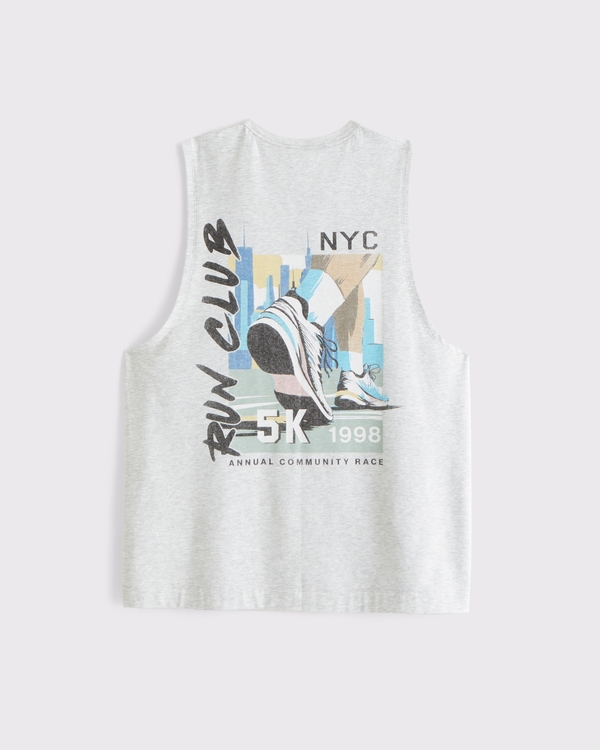 YPB Active Cotton-Blend Graphic Tank, Light Heather Gray view 2