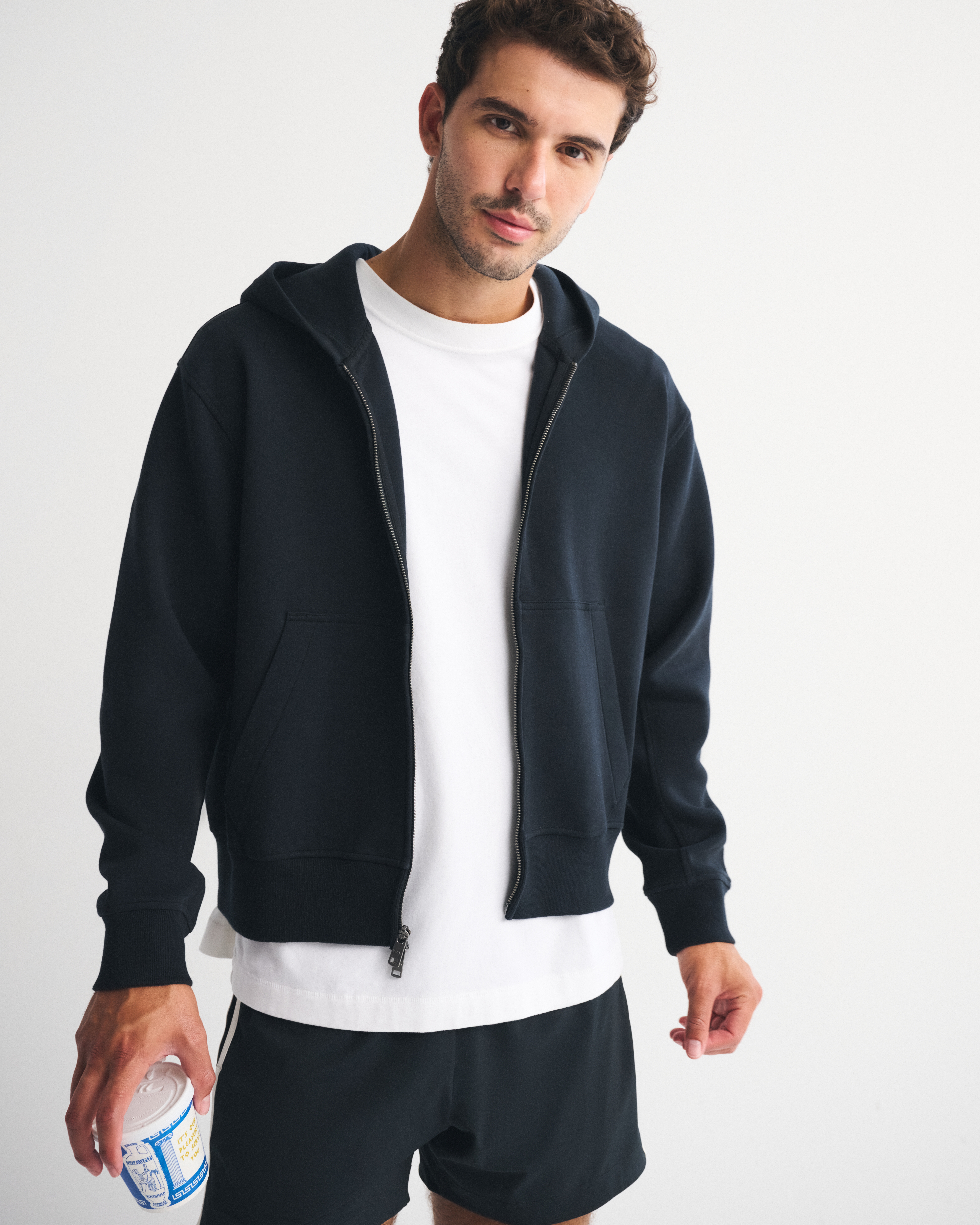 Abercrombie & Fitch Ypb Neoknit Max Full-zip Hoodie In Black