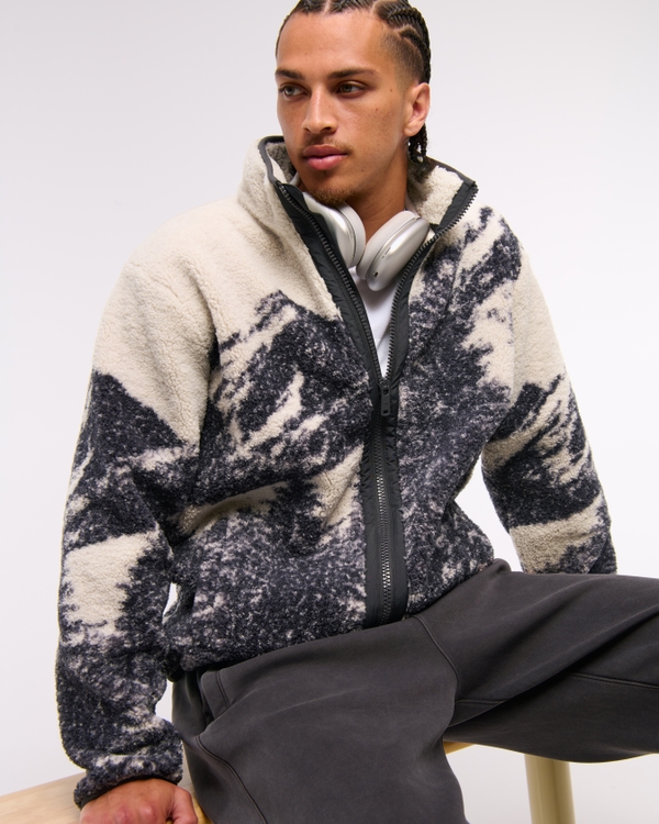 YPB sherpa Full-Zip, Cream Pattern view 2