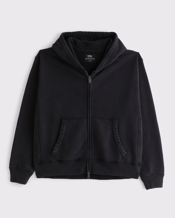 YPB French Terry Full-Zip Hoodie, Black Wash view 1