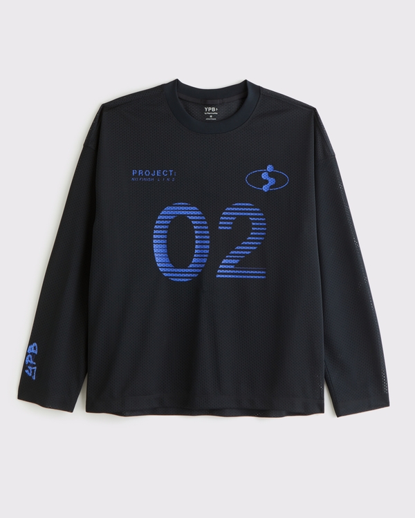 YPB Long-Sleeve Mesh Tee, Black view 1