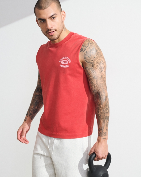 YPB Performance Cotton-Blend Muscle Tank, Bright Red view 1