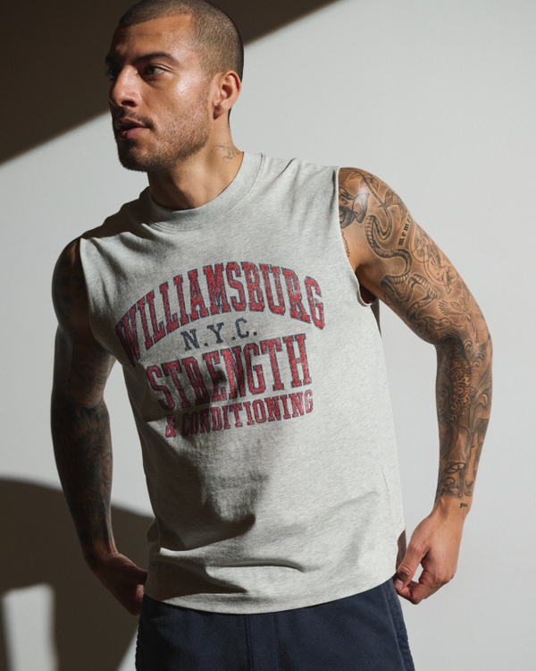 YPB Performance Cotton-Blend Muscle Tank, Light Heather Gray view 1