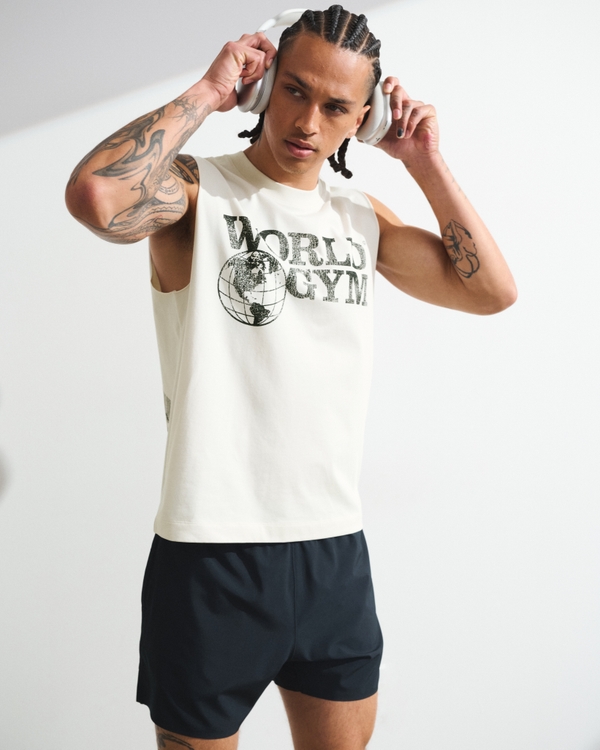 YPB Performance Cotton-Blend Muscle Tank, Cream view 1