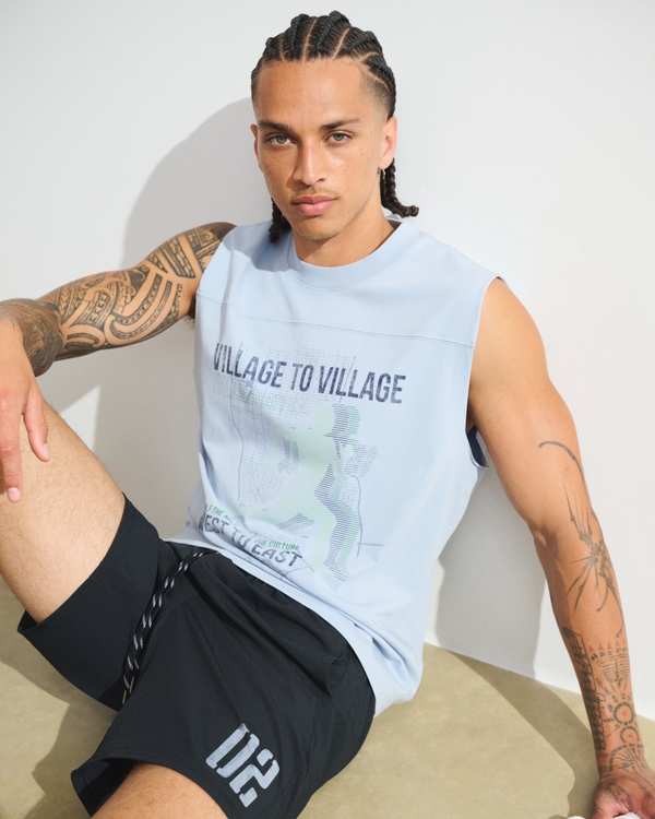 YPB 高性能棉混紡肌肉背心, 藍灰色 view 2