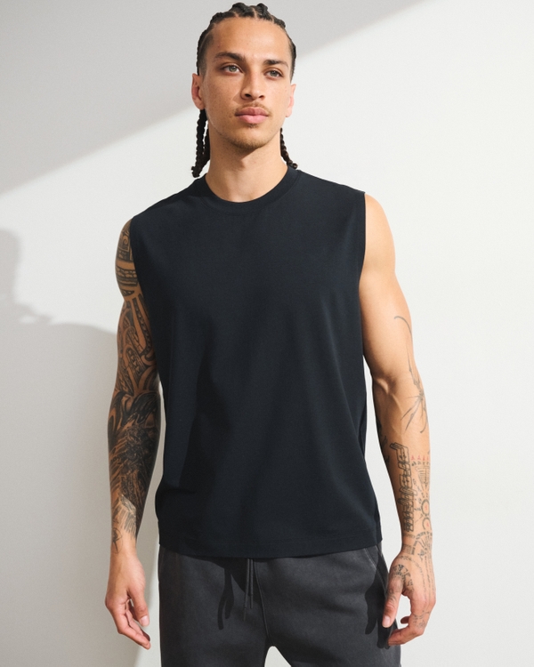 YPB Active Cotton-Blend Muscle Tank, Black view 1