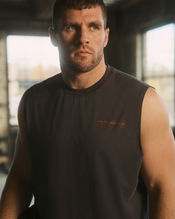 YPB Active Cotton-Blend Muscle Tank, Evening Gray view 1