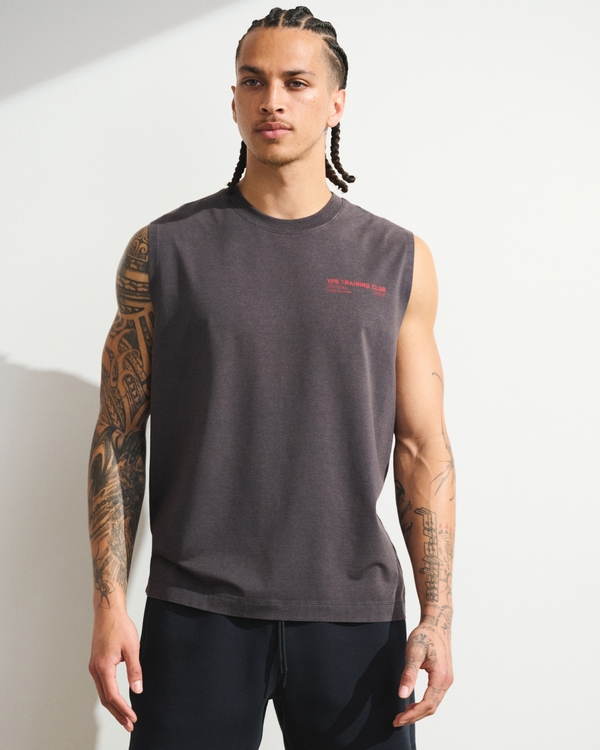YPB Active Cotton-Blend Muscle Tank, Evening Gray view 2