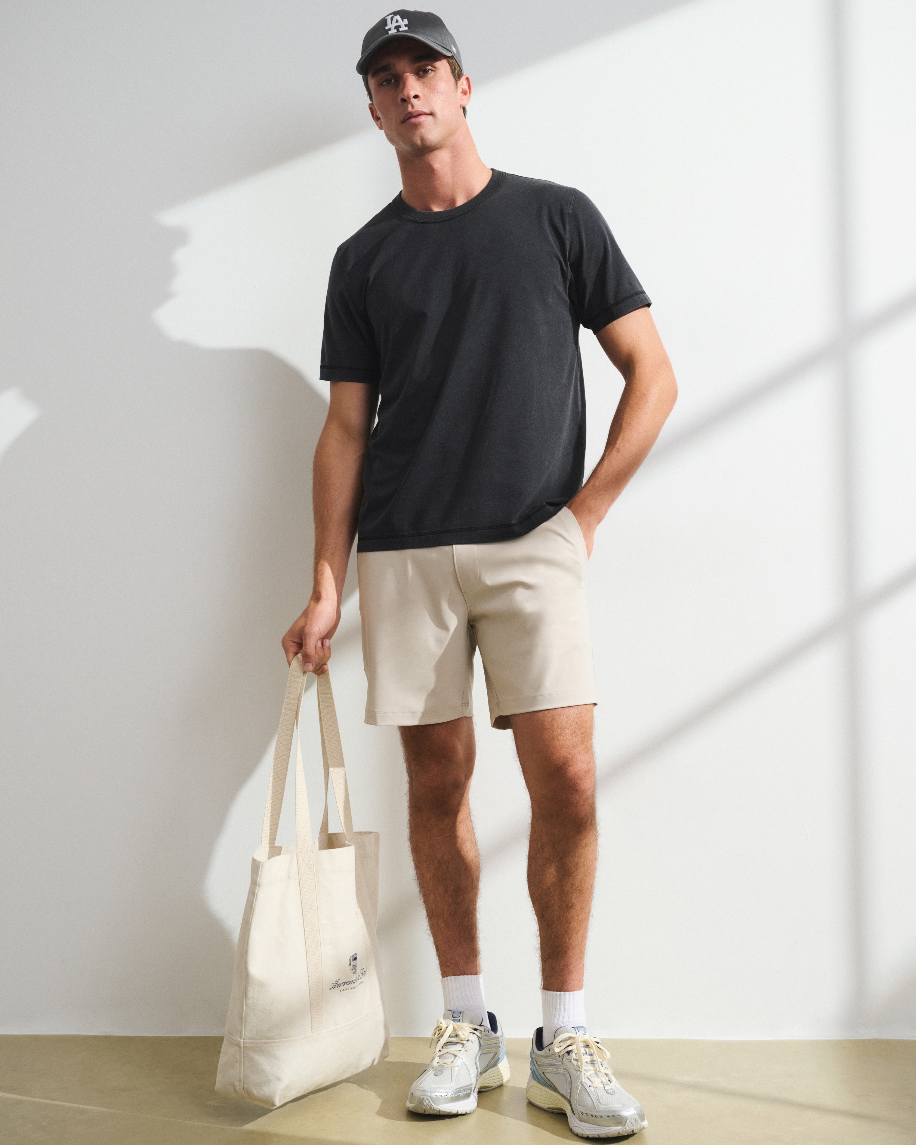 Abercrombie & Fitch Мужская хлопковая футболка YPB Active Cotton-Blend Classic, цвет: Чёрный — фото 3